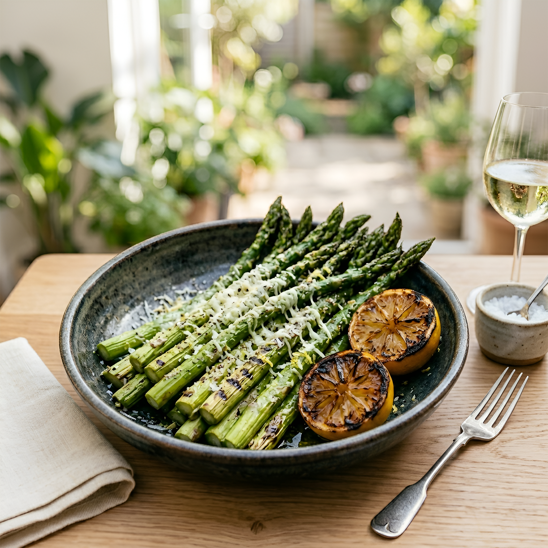 Charred Asparagus with Parmesan & Lemon